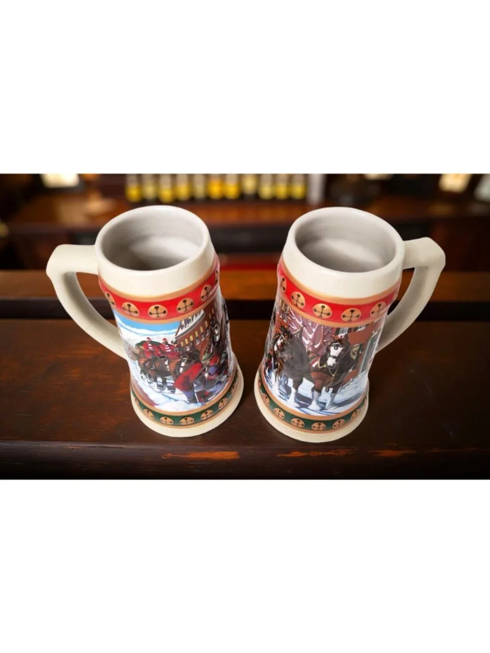 2-Vintage 1993 Budweiser Holiday Stein Collection "Hometown" Holiday Ceramic Bee - Picture 6 of 10